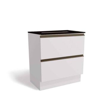 Imagem de Balcão de Cozinha p/ Cooktop c/ Tampo Maxxi G755 c/ 2 Gavetas 80cm Branco/Preto - Kappesberg