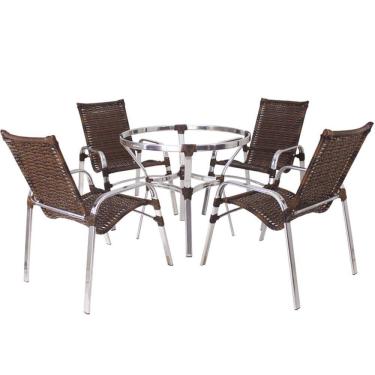 Imagem de Jogo de Cadeira e Mesa Emily em Alumínio Para Piscina Varanda Trama