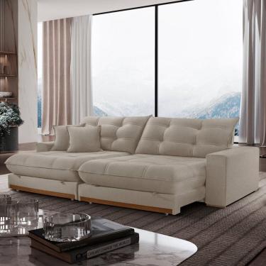 Imagem de Sofá Retrátil 3 Lugares 230cm Linho Belize Marrom