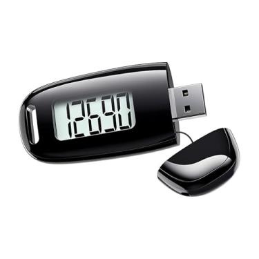 Imagem de Pedômetro recarregável AEON – Contador de passos 3D com sensor de movimento silencioso, tela LCD grande e luz de fundo, carregamento USB, clipe de cinto e cordão – rastreador de atividades preciso
