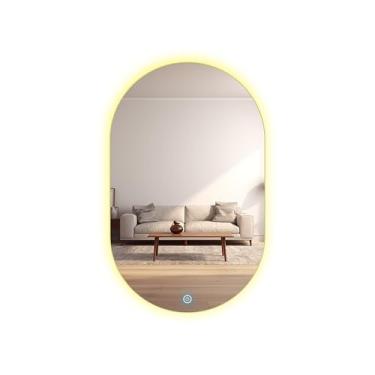 Imagem de Espelho Led Oval Decorativo 70x50cm Lapidado Touch Screen (3000K LUZ QUENTE)