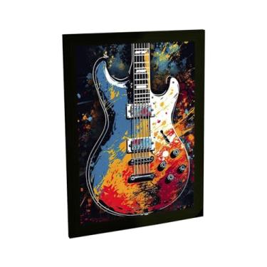 Imagem de Quadro Decorativo Guitarra Ilustração Colorida Tinta Decoração Poster Quarto Sala