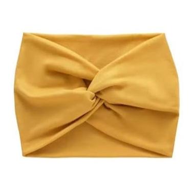 Imagem de Turbante Head Faixa Tiara Testeira Fita Laço Headband Cabelo Moda Acessório Feminino Confortável Top (Dourado,4)