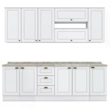 Imagem de Cozinha Completa Americana 9 Peças Sem Vidro Branco - Móveis Henn Branco
