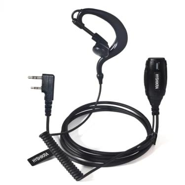 Imagem de HYSHIKRA Interface K-1, fone de ouvido tático em forma de G para rádios bidirecionais Baofeng UV5R Kenwood Retevis Quansheng - Gancho de ouvido de ajuste seguro com microfone PTT e cabo enrolado