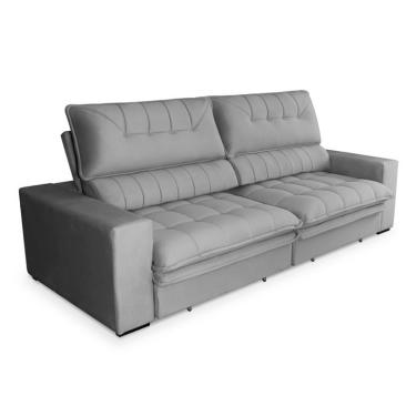 Imagem de Sofá 3 Lugares Retrátil e Reclinável Mustang Veludo Cinza 230 cm