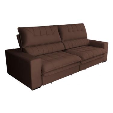 Imagem de Sofá 3 Lugares Retrátil e Reclinável Mustang Veludo Café 230 cm