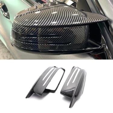 Imagem de Capa de proteção traseira para carro compatível com W176 W204 GLK CLS GLA A45 CLA capa de espelho lateral kit de carroceria acessórios de carro (preto brilhante)