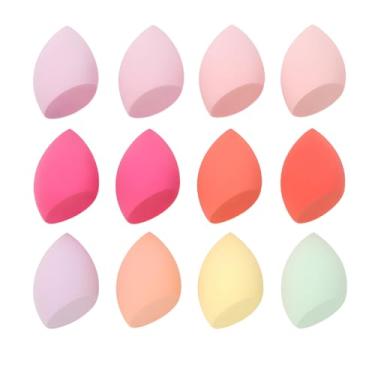 Imagem de Kit 12 Esponja De Maquiagem Facial Chanfrada Gota Espuma Para Base Corretivo Pó Contorno