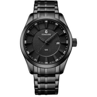 Imagem de Relógio Masculino De Pulso Preto All Black Moderno Social Esporte Fino Aço Inoxidável 44mm Vanglore 8515a Coleção Nexus