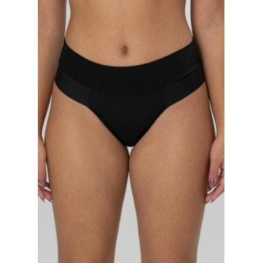 Imagem de Calcinha de Microfibra Fio Duplo com Cós Alto - Gimara, GG, Preto