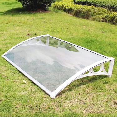 Imagem de Toldo Curvo Chuva, Suporte De Liga De Alumínio Ao Ar Livre à Prova De Vento à Prova De Chuva Policarbonato Porta Dossel Adequado Para Fachada De Casa, (transparente, 60x60-60x300cm, White, 60x270cm