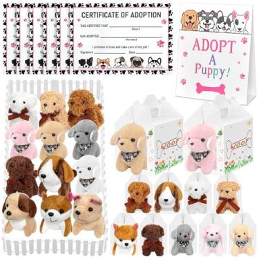 Imagem de Jiytivity 38 Pcs Adopt A Puppy Favors Include 12 Foldable Puppy Boxes 12 4.72 inch Mini Dog Stuffed 12 Adopt Cards 1 Adopt Sign1 Fence for Adopt A Dog Party Favors Dog Party Supplies Gifts