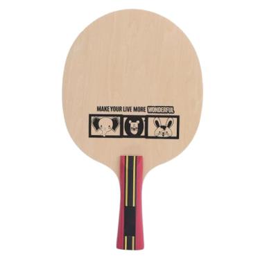 Imagem de Mesa Tennis Racket Paddle Equipamento de treinamento profissional para crianças iniciantes 5 camadas Pure Wood Basswood Riceboard com padrões de animais Design elegante (Aperto de mão alça longa)