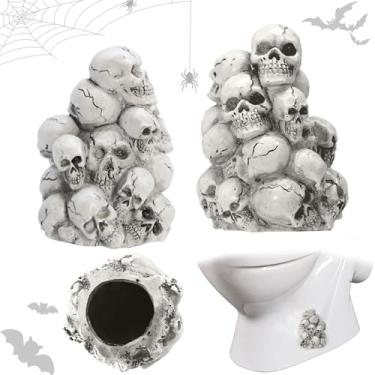 Imagem de 2 peças de tampas de parafuso de vaso sanitário decorativas, tampas de parafuso de vaso sanitário de crânio de cerâmica decoração de banheiro divertidos acessórios temáticos de caveira peças de