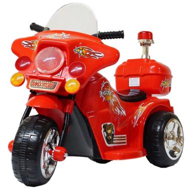 Imagem de Mini Moto Elétrica Triciclo Criança Infantil Bateria 6V Importway BW006-VM Vermelha Polícia Bivolt