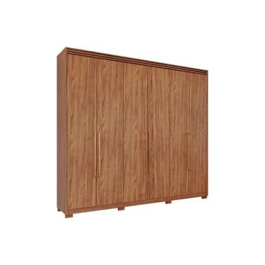 Imagem de Guarda Roupa Casal 6 Portas e 5 Gavetas c/ 1 Espelho Interno Aurora Cinamomo - Panan
