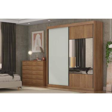 Imagem de Guarda Roupa Casal 2 Portas de Correr (1 c/ Espelho) e 6 Gavetas Sienna/Versatto Cumaru/Fendi 25 - Novo Horizonte