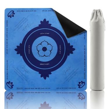 Imagem de Mikccer Mahjong Mat, 32.2x32.2 Inch Non-Slip Noise Reduction Mahjong Table Mat, Perfect for Poker/Board Games/Card Games/Dominoes with Carrying Bag,Blue
