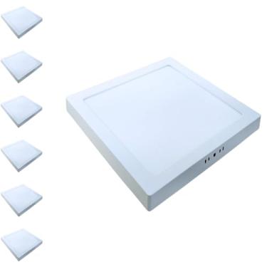 Imagem de Kit 7x Painel Plafon Sobrepor Alumínio Quadrado LED 12W 15x15cm Bivolt Branco Quente