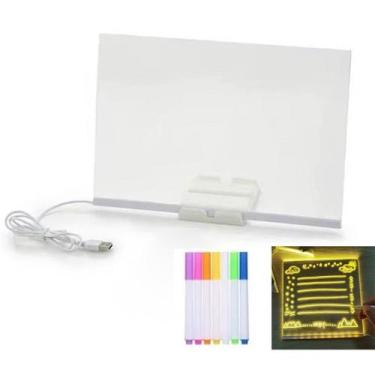 Imagem de Lousa Luminaria LED Caneta Anotaçao Quadro Desenho Recado Escrita Deco