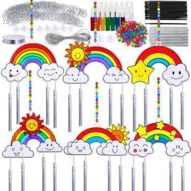 Imagem de Kit de artesanato Rainbow Suncatchers Winlyn com tinta para crianças, 