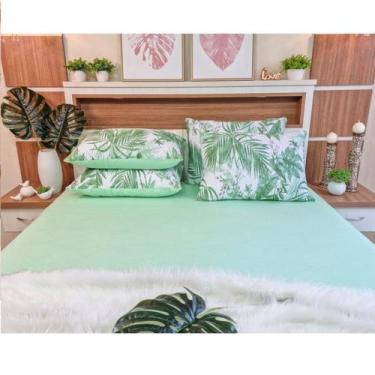 Imagem de Jogo de Lençol com Fronha Casal Cor Verde Camitalia 100% Algodão Fio 3