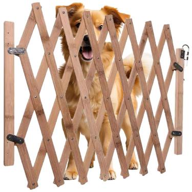 Imagem de Portao de Bambu Retratil Pet Cachorro Cao Criança Bebe Treliça Grade Sanfonada 