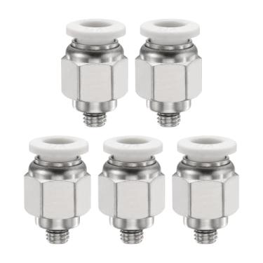 Imagem de HARFINGTON 5 peças de encaixe push to connect tubo de 1/10.2 cm OD x 25.4-81.3 cm rosca UNF macho encaixe de união reta cobre conexão rápida encaixe pneumático para semi-caminhão reboque sistema de