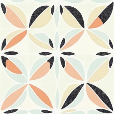 Imagem de HOMETITUTE 10 peças 12 x 12 polegadas design floral moderno boho pétala azulejos de piso descascar e colar adesivos removíveis de vinil faça você mesmo para cozinha, banheiro, sala de estar, entrada