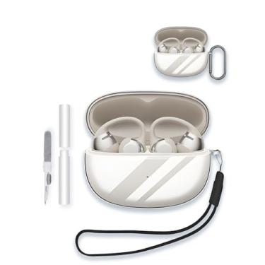 Imagem de WUNIAK Capa para fones de ouvido SHOKZ OpenDots ONE com clipe de orelha, capa protetora de TPU transparente e macio com chaveiro e kit de limpeza para mulheres e homens à prova de choque, transparente