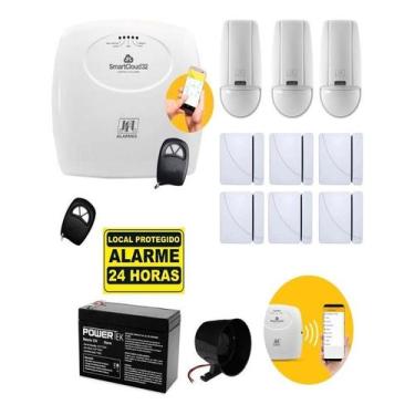 Imagem de Kit Alarme Central Smartcloud 32 Wi-fi Jfl 9 Sensor S/ Fio - JFL Alarm