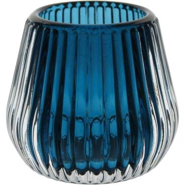 Imagem de CASTIÇAL PORTA VELA DECORATIVO HOME&CO VIDRO 6x7x7cm AZUL