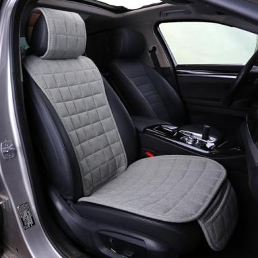 Imagem de Suninbox Capas de assento de carro apenas para assento dianteiro, capas de assento de carro de tecido, protetor de assento de carro de linho universal para a maioria dos automóveis, vans, SUVs