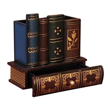 Imagem de Fancyes Porta-canetas de Madeira em Formato de Livro, Organizador de Mesa Multifuncional, Caixa de Armazenamento de Lápis, Mesa de Sala de Aula, Casa, 15x6,5x14CM
