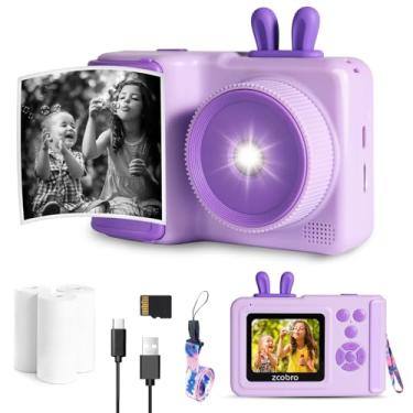 Imagem de Câmera de impressão instantânea para crianças, presentes de aniversário de Natal para meninas, meninos, câmeras de vídeo digital HD 1080p para crianças pequenas, brinquedo portátil para meninas de 3