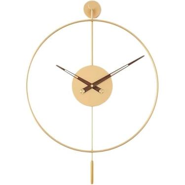 Imagem de Relógio De Parede Simples, Relógio De Sala De Estar, Martelo Oscilante, Relógio Criativo Redondo, Relógio De Parede Decorativo, Gold, 50cm