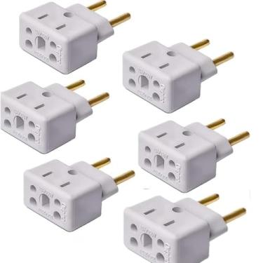 Imagem de Kit 6 Adaptadores Tomadas Bob Esponja Benjamin 10A 20A Plug Pino Grosso 250v Plugue T Bivolt Premium Original