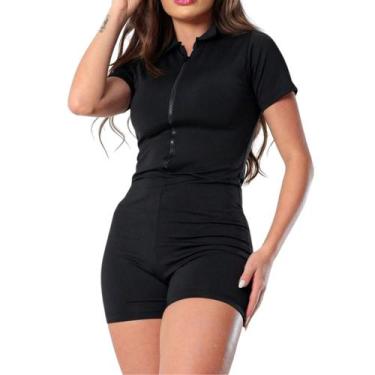 Imagem de Macaquinho Feminino Gringa Curto Zíper Academia Fitness Top - Fits Lif