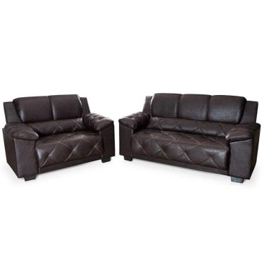 Imagem de Conjunto Bahamas Sofá 2 E 3 Lugares Em Espuma D23 Hellen Marrom