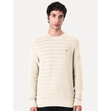 Imagem de Suéter Tommy Jeans Masculino C-Neck Stripe Structured Off-White-Masculino