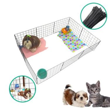 Imagem de Cercado Móvel Pet Modular 10 Telas Tela Aramada 30x40cm Coelho Cachorr