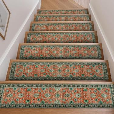 Imagem de OJIA Tapetes Antiderrapantes Para Degraus De Madeira, 15 Peças, 76 Cm X 20 Cm, Escada, Crianças, Idosos E Cães, Capas, Vermelho