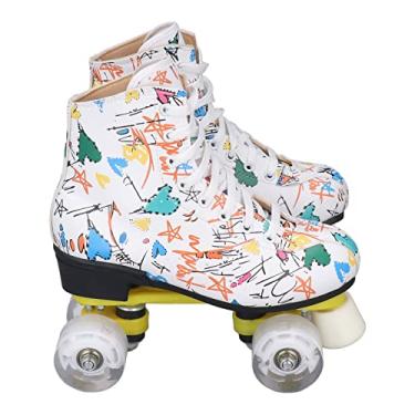 Imagem de Patins de 4 Rodas, Cores Vivas, Frenagem Rápida, Confortável, Graffiti Branco, Patins para Parque (39)