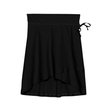 Imagem de Gottex Saia coral para crianças e meninas pequenas com shorts, saída de banho com proteção solar UV para meninas, Preto, 8-9 Anos