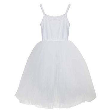Imagem de LYXIOF Vestido tutu infantil para bebês meninas tule sem mangas vestido de festa princesa, Branco, 7 Anos