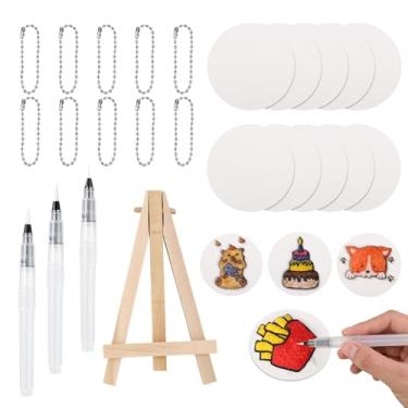 Imagem de 24 Peças Kit de Pintura com Textura Espuma Mágica, Tinta 3D Fofa com Esponja Lona Correntes Contas Canetas Água Mini Cavalete para Artesanato Infantil e Projetos DIY (Redondo)