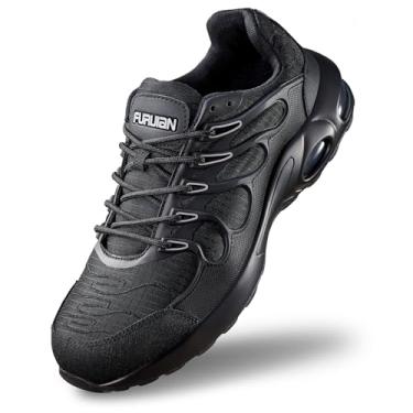 Imagem de Furuian Tênis de bico de aço para homens e mulheres com bico de aço indestrutível, confortável, acolchoado, para trabalho e segurança, Preto, 42 BR