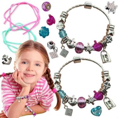 Imagem de Kit pulseira colar infantil miçanga berloques pandor brinquedo educativo para meninas diy presente criativo aniversário natal dia das crianças