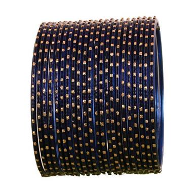 Imagem de Conjunto de 24 pulseiras femininas da coleção de braceletes coloridos de 2 dúzias de liga de bollywood indiana com design texturizado de metal e joias de tamanho grande especial da Touchstone